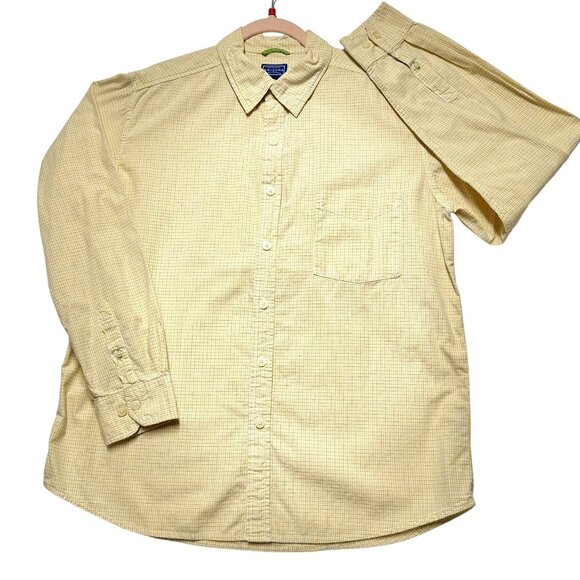 Arizona Jean Co. Mens Size L Yellow Checkered Button-Down Shirt Long Sleeve - Picture 3 of 7